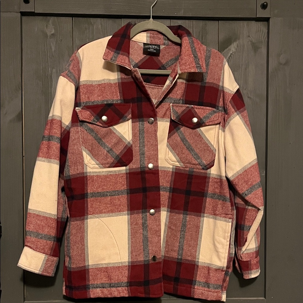 Plaid Women's Jacket in Red and Cream